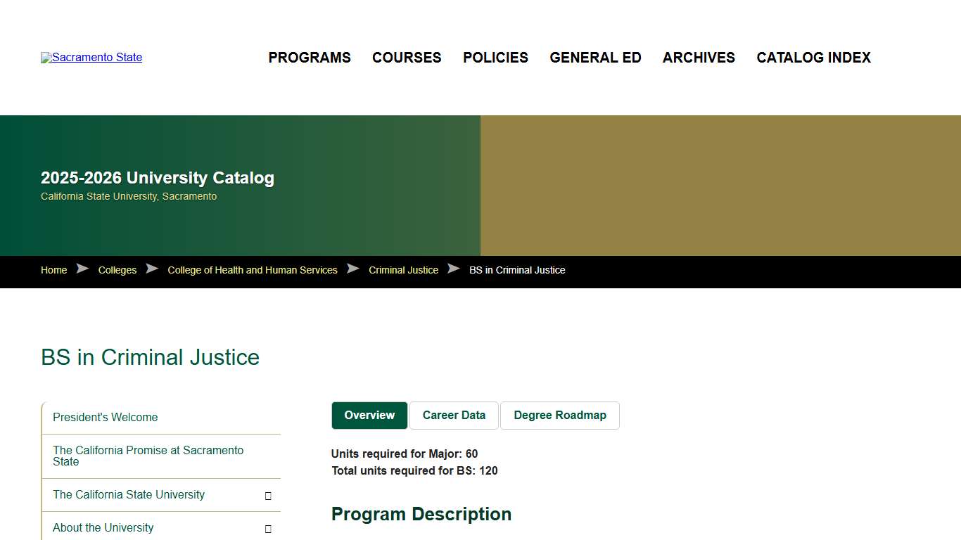 BS in Criminal Justice Sacramento State Catalog