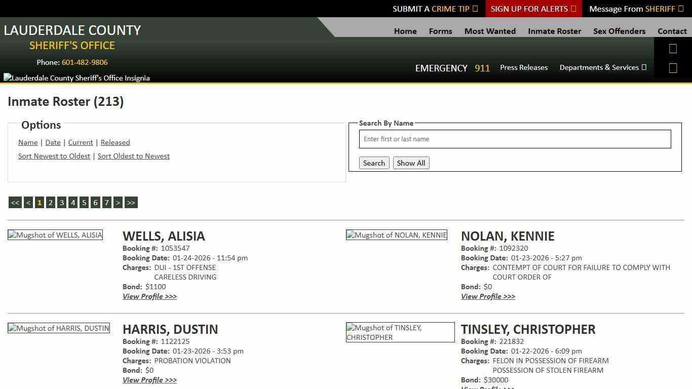 Inmate Roster - Current Inmates Booking Date Descending - Lauderdale County Sheriff